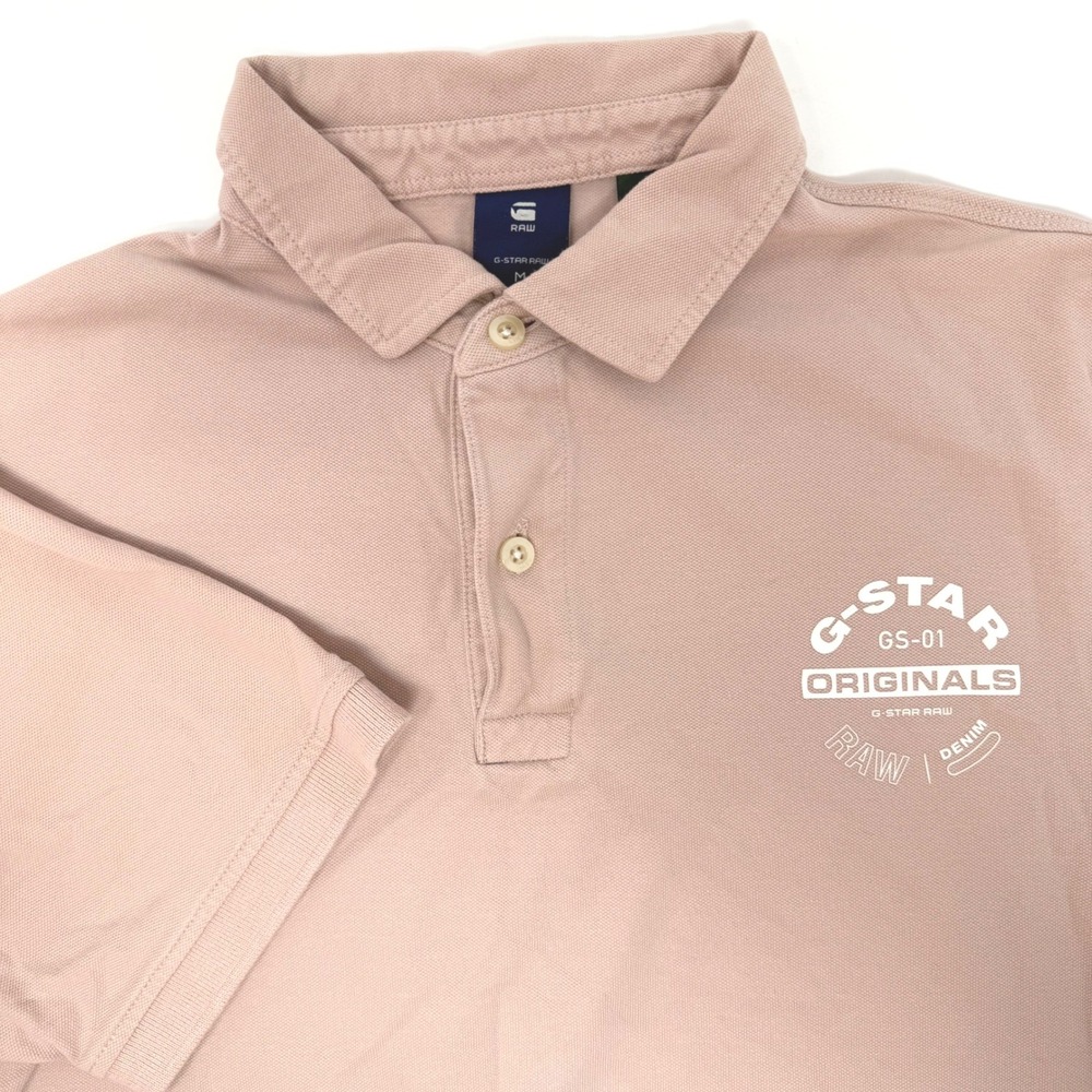 G-Star Raw Mens Medium Memula Originals GR Polo Shirt Pink Short Sleeve